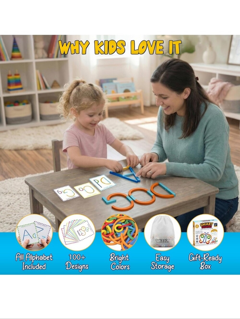 Kids Pattern Blocks Learning Set - Rainbow Colors - Picture 5 of 5